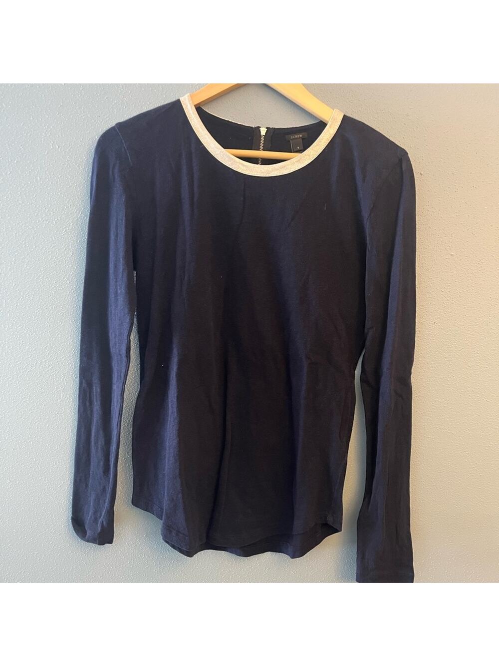 J. Crew Sweater Knit Top with Leather Trim